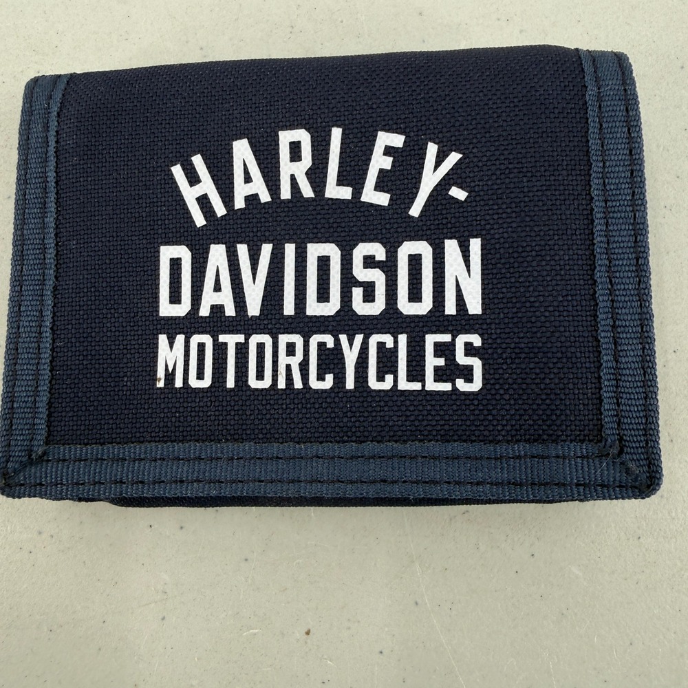 Harley-Davidson Motorcycles Trifold Wallet Mens OS Blue White Polyester